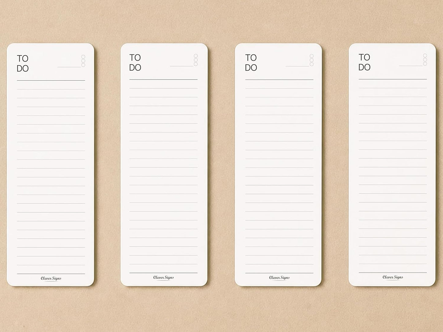 Skinny To Do List Notepad 4 Pack, 2.9" x 8.3", 50 Sheets Each, Undated Daily To Do Planner with Deadline Column, Thick Premium Paper, Cardboard Backing, Minimalist Checklist Memo Pad for Home, Office & School