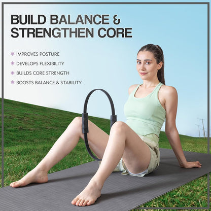 Pilates Kit, 13.5" Pilates Ring with Mini Ball & Resistance Bands