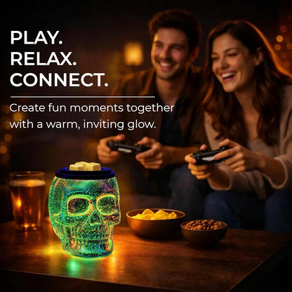 Wax Melt Warmer, Wax Warmer for Scented Wax with Light Bulb, Electric Skull Wax Burner, Halloween Fragrance Wax Melter for Home and Gifts (Rainbow Skull)