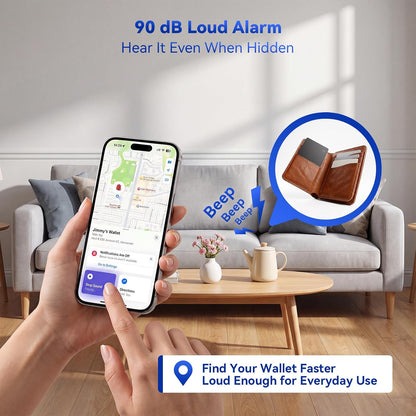 Dual-Platform Wallet Tracker Card, Wireless Rechargeable 0.07in Slim Tracking Card,Work with Apple Find My & Google's Find Hub, Item Locator, Credit Card Size Tracker, IP68 Waterproof, Keys, Bags