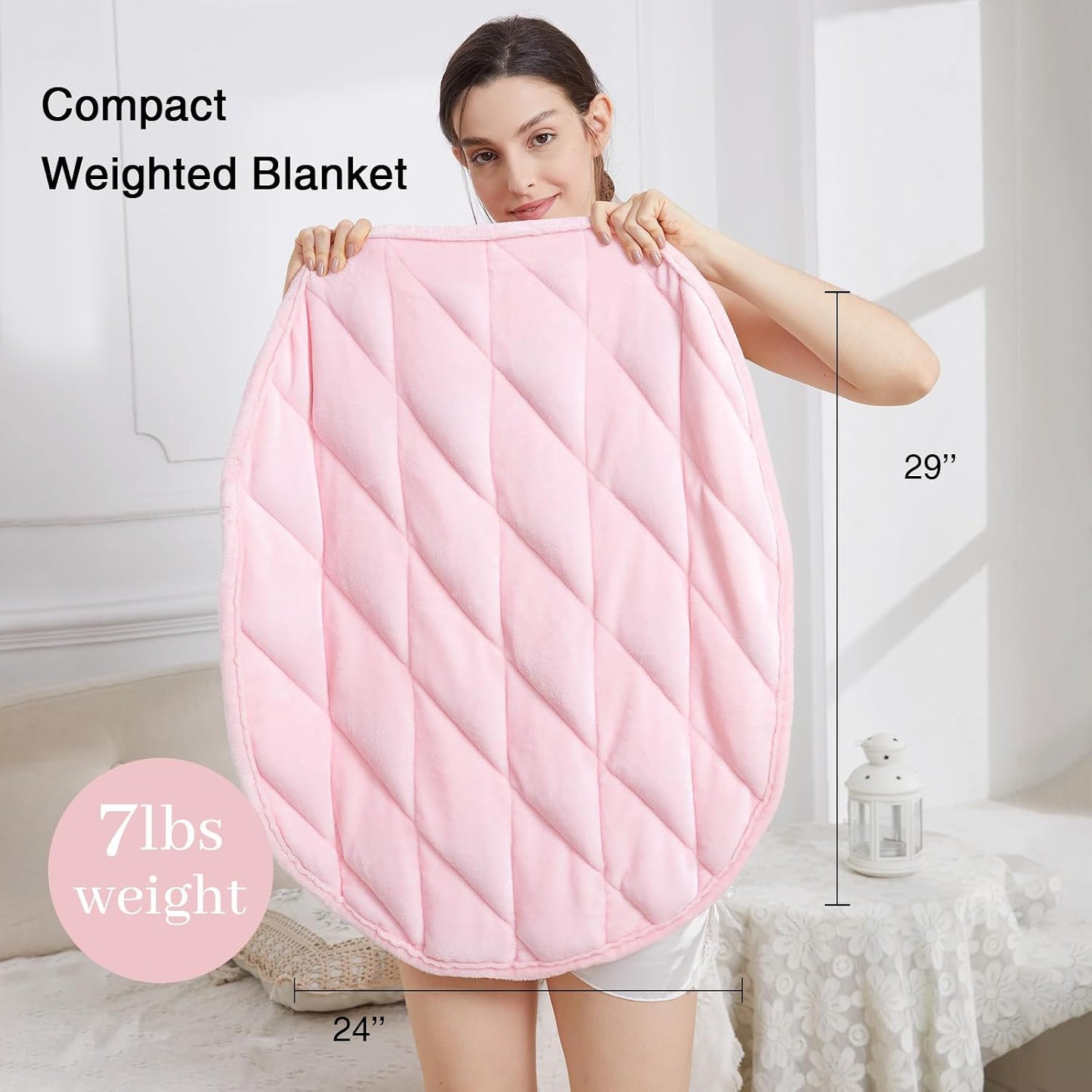 Alomidds Weighted Lap Blanket 7lbs, Cozy Breathable Flannel Weighted Lap Pad for Adults, Small Weighted Blanket for Travel, Couch, Green, 29" x 24"