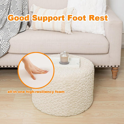 Round Pouf Ottoman 20 x 20 x 14 Inches Boho Poof Home Decor Floor Pouffe Ottoman Foot Rest for Couch Sofa Bean Bag Chairs Living Room Bedroom (Green)