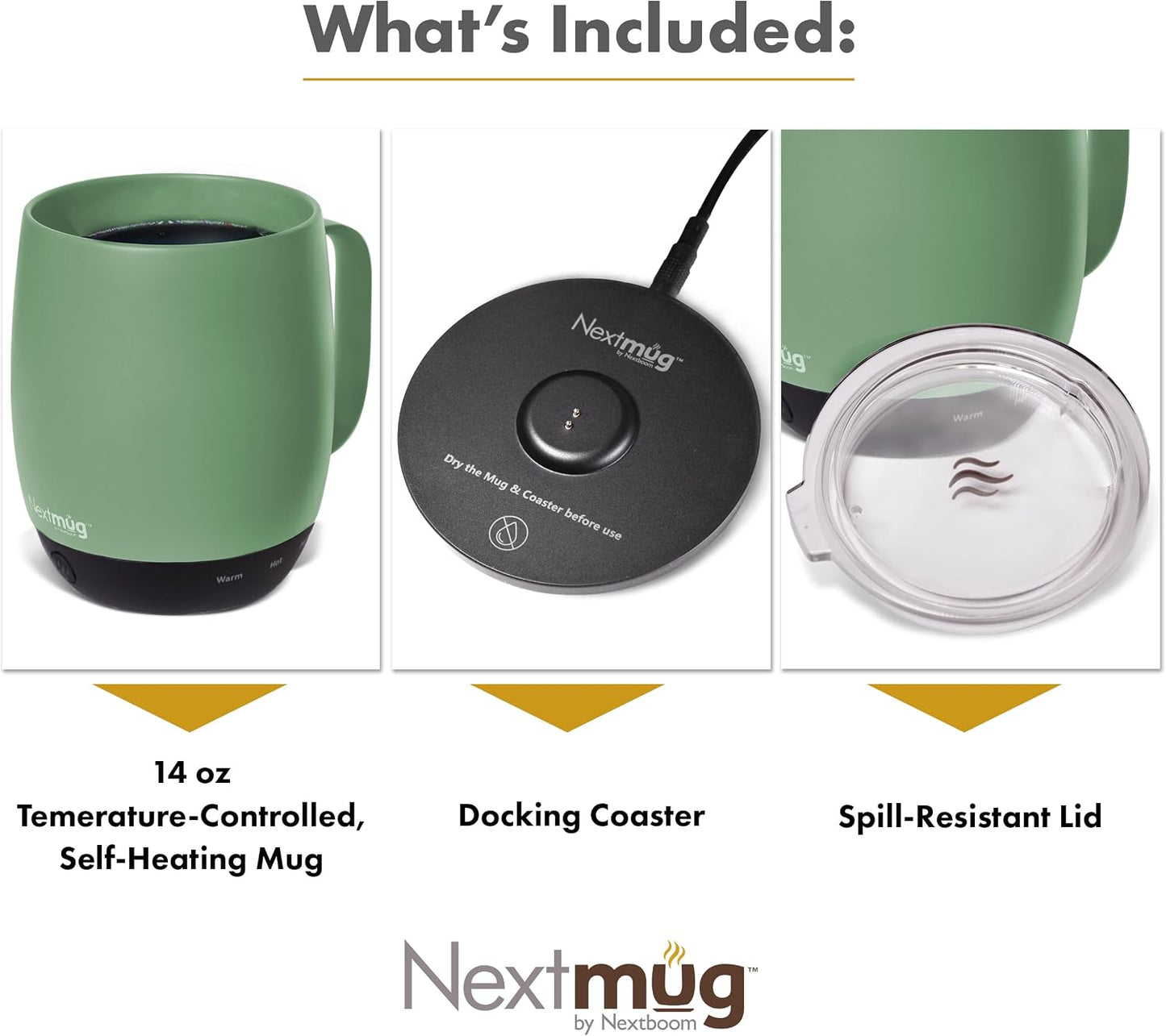 Nextmug - Temperature-Controlled, Self-Heating Coffee Mug (Black - 14 oz.)
