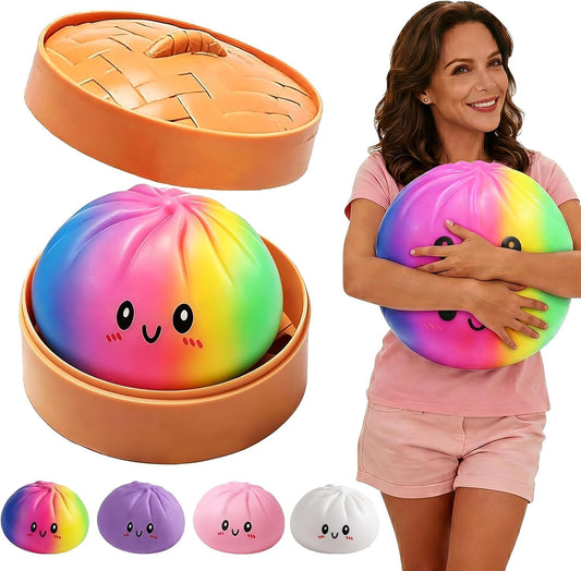 Giant Dumpling for Adults, 4/6/10 Inch Jumbo Dumpling Stress Ball, Soft Squeeze Decompression Dough, Anxiety Relief Fidget, Adult Fidget Tool (Purple L: 25cm/10 Inch)