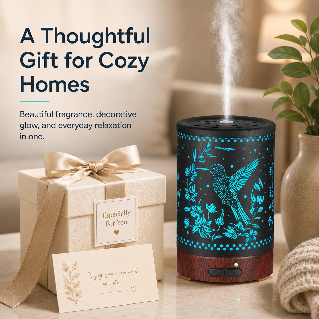 Essential Oil Diffuser, Ultrasonic Diffuser for Essential Oil, Cool Mist Humidifier Aromatherapy Diffuser with 7 Color Lighting Changing Modes, Waterless Auto Shut-Off for Home（Flower Fairy）