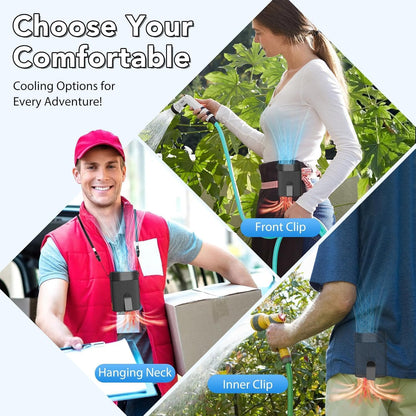 Portable Waist Fan, Rechargeable 3000mAh Battery, 25H Runtime, 6600RPM Turbo Dual Clip, 4 Speeds Adjustable, Belt Fans for Hiking, Riding, Fishing, Hands-Free Hanging Fan Gifts for Worker