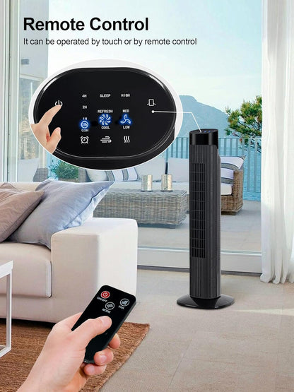 Uthfy Tower Fan with Remote, Portable 120° Oscillating Standing Fan, 3 Speeds & 3 Modes, 7.5H Timer, Fans That Blow Cold Air for Bedroom, Living Room, Office, Black