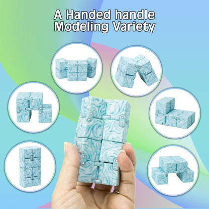 Infinity Cube Fidget Toy Stress Relieving Fidgeting Game for Kids and Adults,Cute Mini Unique Gadget for Anxiety Relief and Kill Time (Macaron Blue)