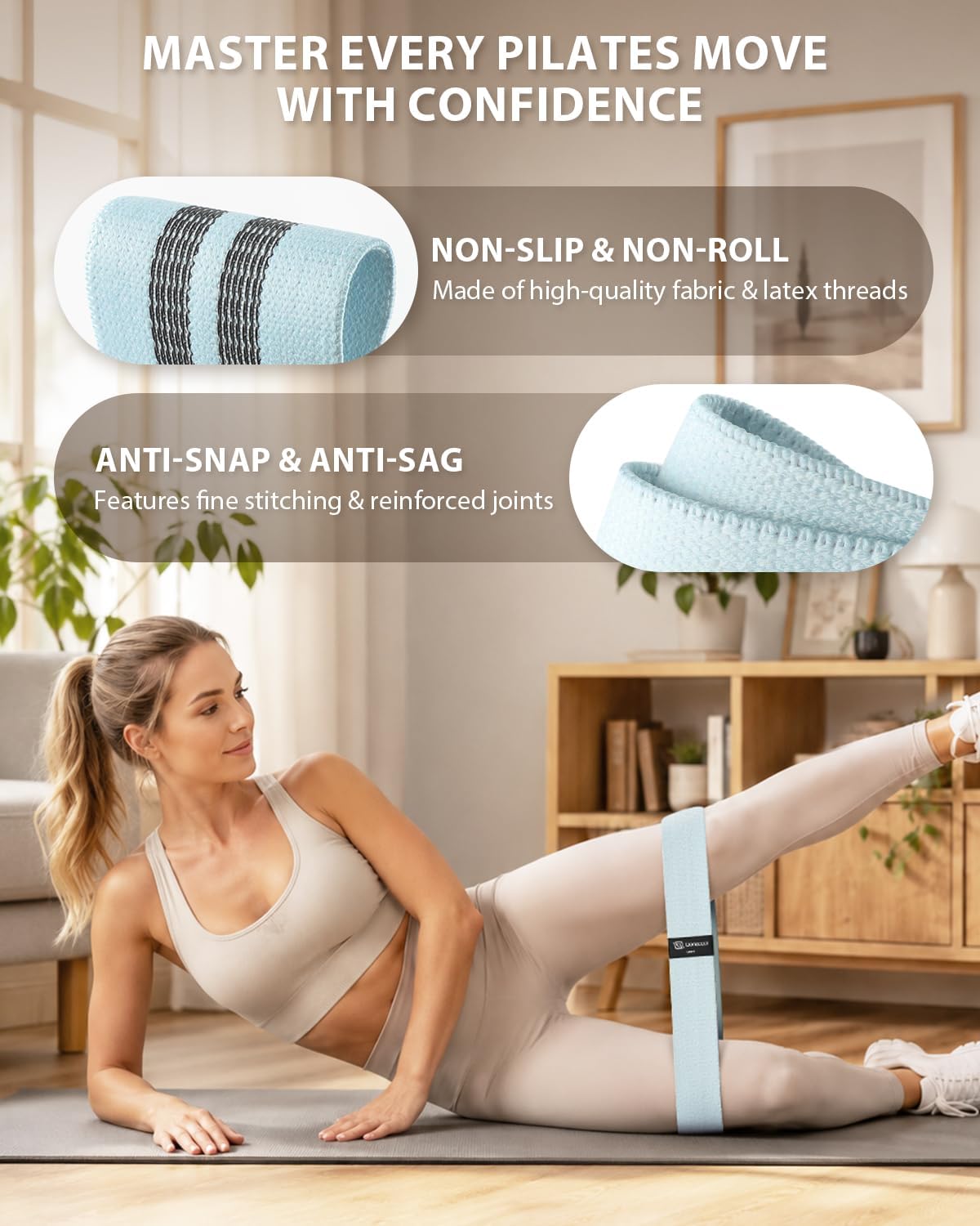 LIONSCOOL Pilates Ring Set – 14" Anti-Deformation Magic Circle with Padded Handles, Mini Ball, Resistance Bands, Guide & Bag