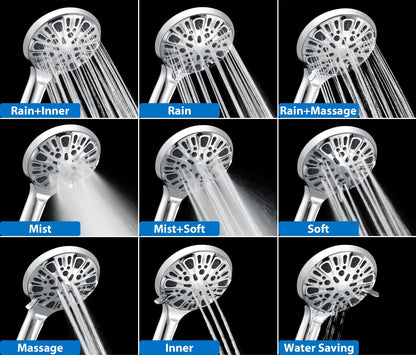 INAVAMZ Shower Head with Handheld High Pressure: Hand Held Shower Head & Rain Shower Head 2-IN-1 Shower Head with 59" Rotatable Stainless Steel Hose, Shower Trim Systems, Sliver 2.5 GPM 15391 Filter