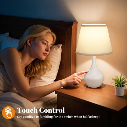 Seealle 16.1" Touch Table Lamps for Nightstand, 3-Way Dimmable Small Bedroom Lamps for Night Stands, Black Bedside Lamps for Living Room, Kids Room, End Table