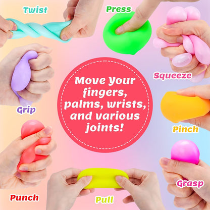12 Pack Slow Rising Stress Ball,Stress Balls for Kids Adults,Stretchy Fidget Toys for Stress Relief,Hand Therapy Sensory Squishy Ball, Squishy Toys for Kids, Classroom Prize Box Party Favors
