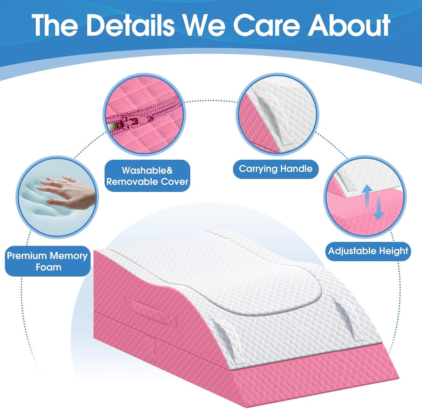 TranquilRelax Elevation Pillows for Leg After Surgery, Memory Foam Adjustable Wedge Pillow for Injury or Rest, Ankle Pillow for Sleeping Blood Circulation, Grey/Single Leg