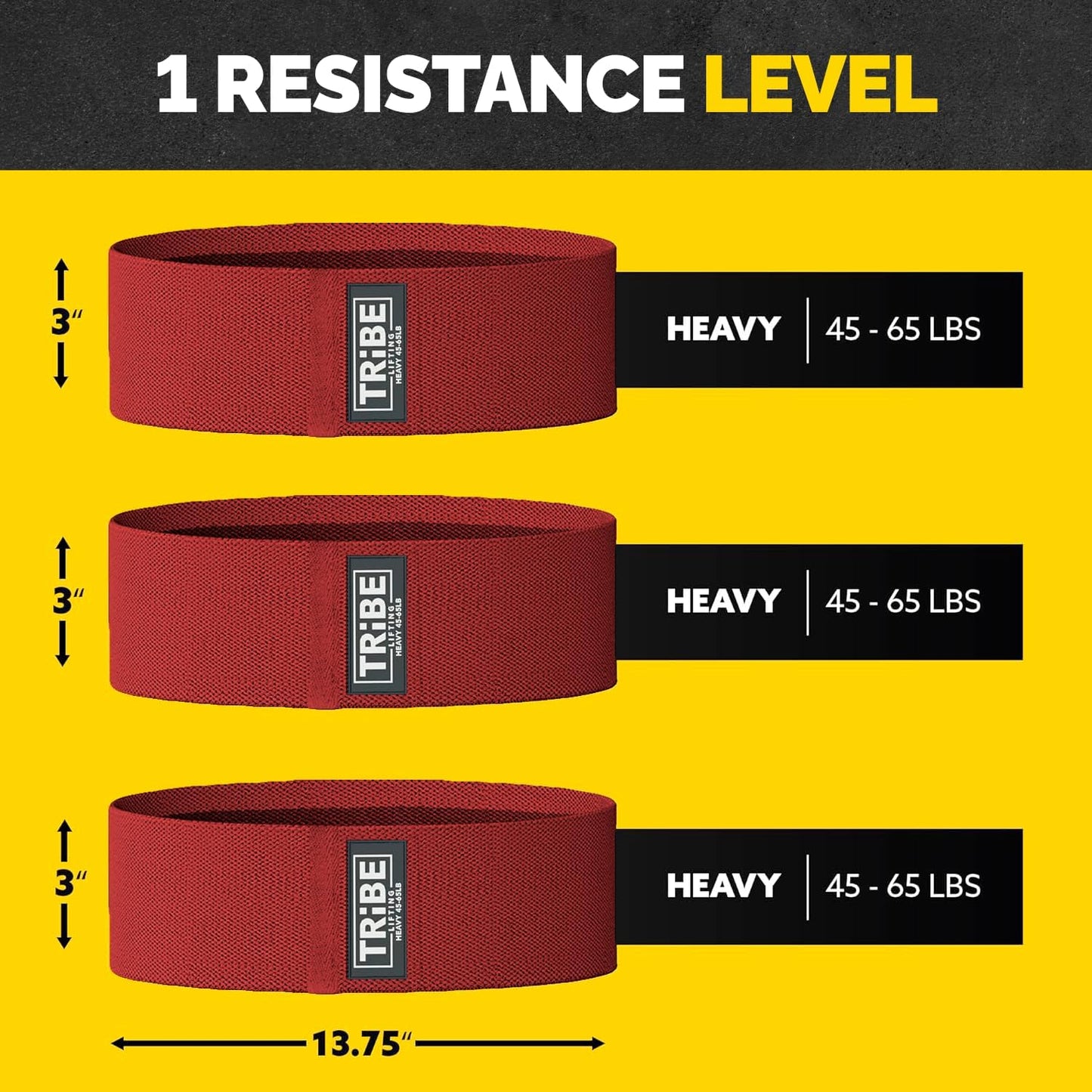 Tribe Lifting Resistance Bands for Working Out - 3 Pack Fabric Workout Bands for Women and Men - Booty Bands for Legs and Glute - Non Slip Exercise Bands Set for Squat Hip Thigh