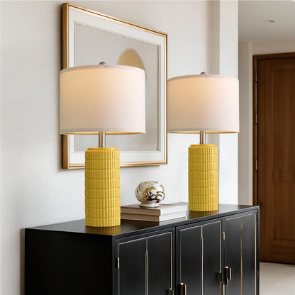 PoKat 23" Modern Ceramic Table Lamp Set of 2 for Living Room White Desk Lamps for Bedroom Farmhouse Bedside Nightstand Lamp House Warming Gifts New Home Decor End Table Lamps Gifts for Women Mom Beige