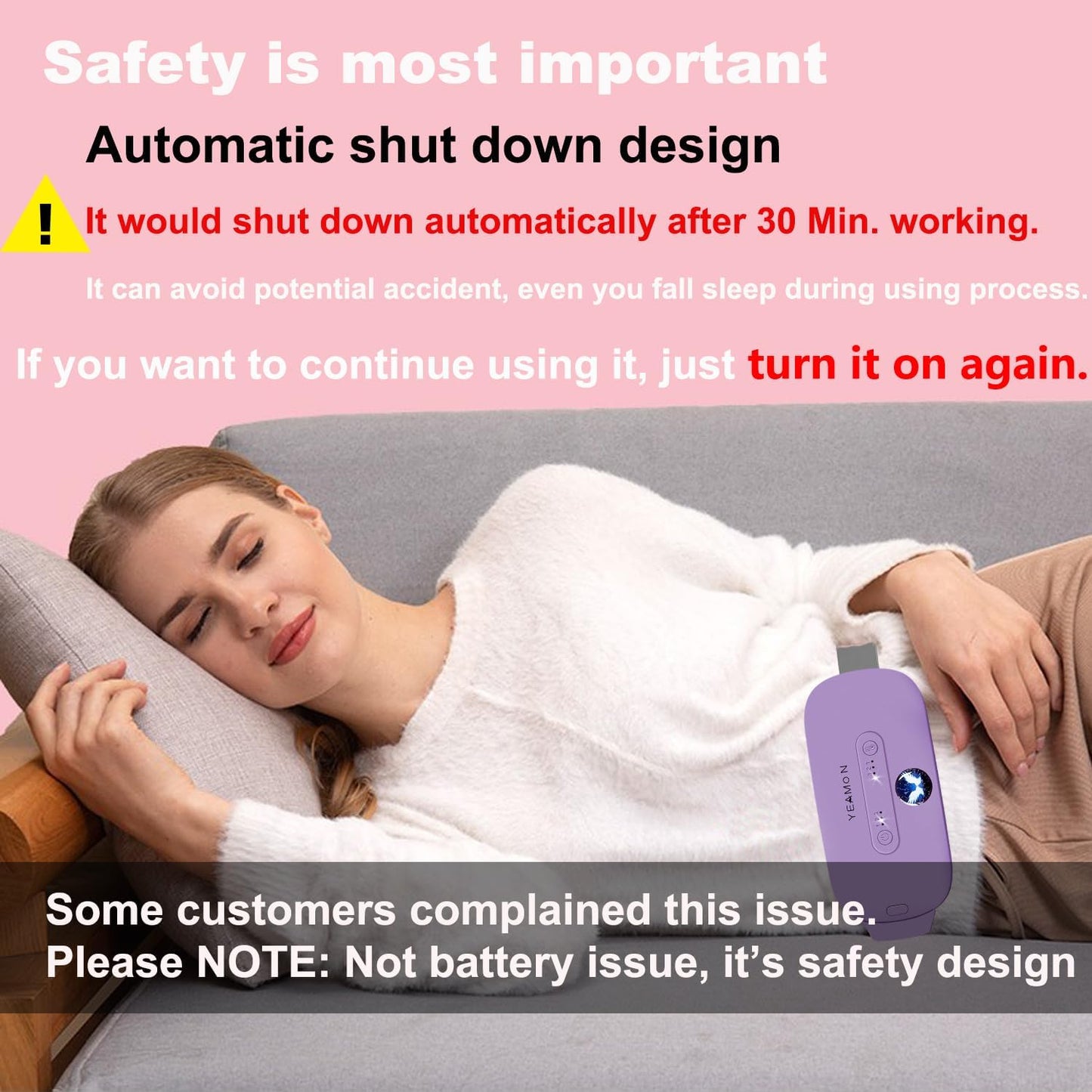 Portable Cordless Heating Pad, Electric Waist Belt Device, Fast Heating Pad with 3 Heat Levels and 3 Massage Modes, Back or Belly Heating Pad, Gift for Her, Women and Girl