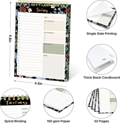 Taja To Do List Notepad - To Do List Notebook for Work with 52 Sheets, 9.8" x 6.5", Undated Daily Planner Perfect for Daily Tasks and Goal Setting, Notepad Suitable for Office, Home & School - Violet Dream