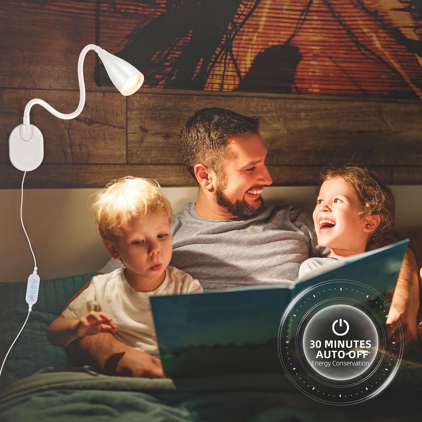 LiFMIRA Wall-Mounted LED Bedside Reading Light with USB Charging Port, 10-Level Dimmable & Adjustable 5 Color, Plug-in Adhesive Night Lamp for Books in Bed, Eye-Caring Bedroom Lighting (Black)
