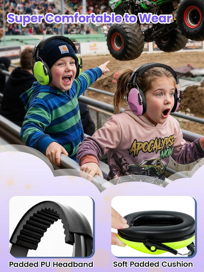 Dr.meter Ear Muffs for Noise Reduction: 27.4SNR Noise Cancelling Headphones for Kids Adults, EM100 Adjustable Hearing Protection Earmuffs for Monster Jam, Autism Sensory, Concerts, Fireworks- 3PACK