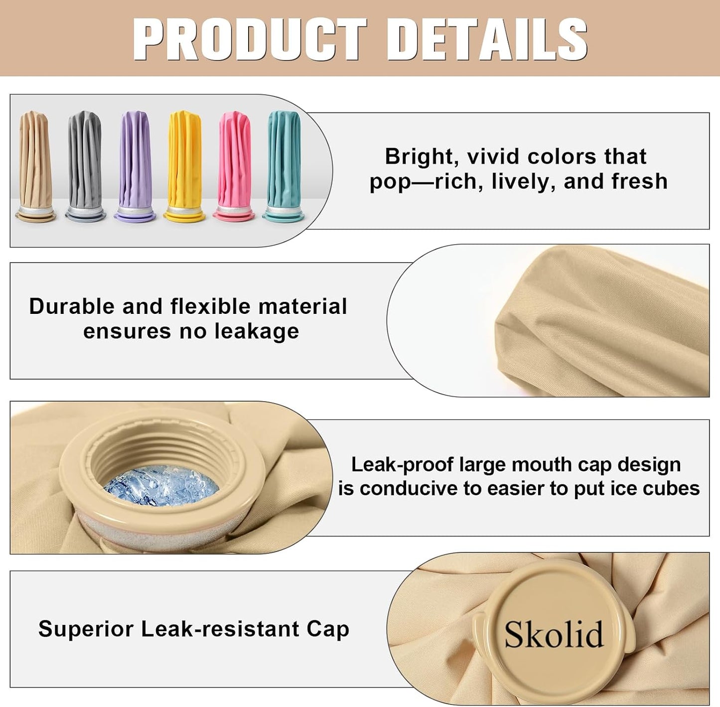 Ice Packs for Injuries Reusable, 6" 9" 11" Leakproof Ice Bags, Thickened Cold Pack Hot Therapy for Pain Relief, Swelling, Knee, Shoulder, Post-Surgery (3, Gray, 6"/9"/11")