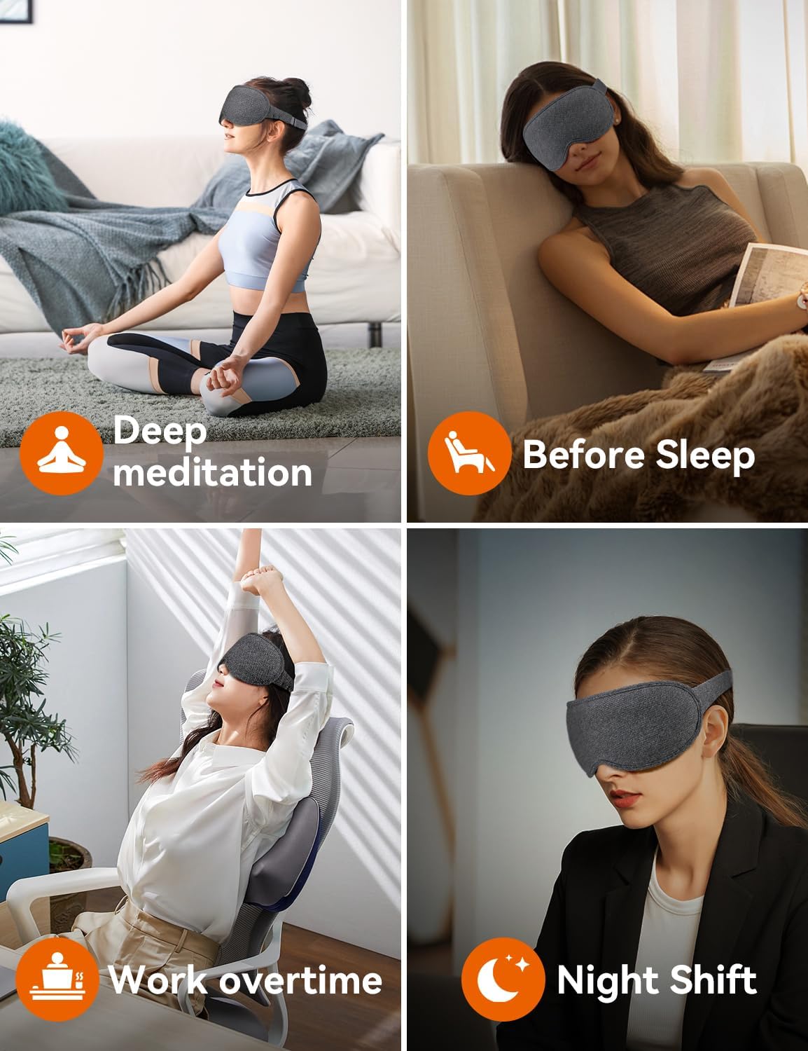Sleep Mask, EVA BELLE Heated Eye Mask, Electric Sleeping Eye Mask, Warm Eye Compress Mask for Stye Relief, Adjustable Temperature & Timer, Electric Eye Heating Pad for Men Women-Graphene Heating