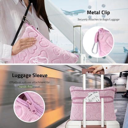 Travel Blanket Pillow,Airplane Blanket Compact with Bag Eye Mask, Ultra-Soft,Warm & Lightweight Included,Travel Essentials for Women & Men, Luggage Sleeve & Backpack Clip 65x40 in, Grey