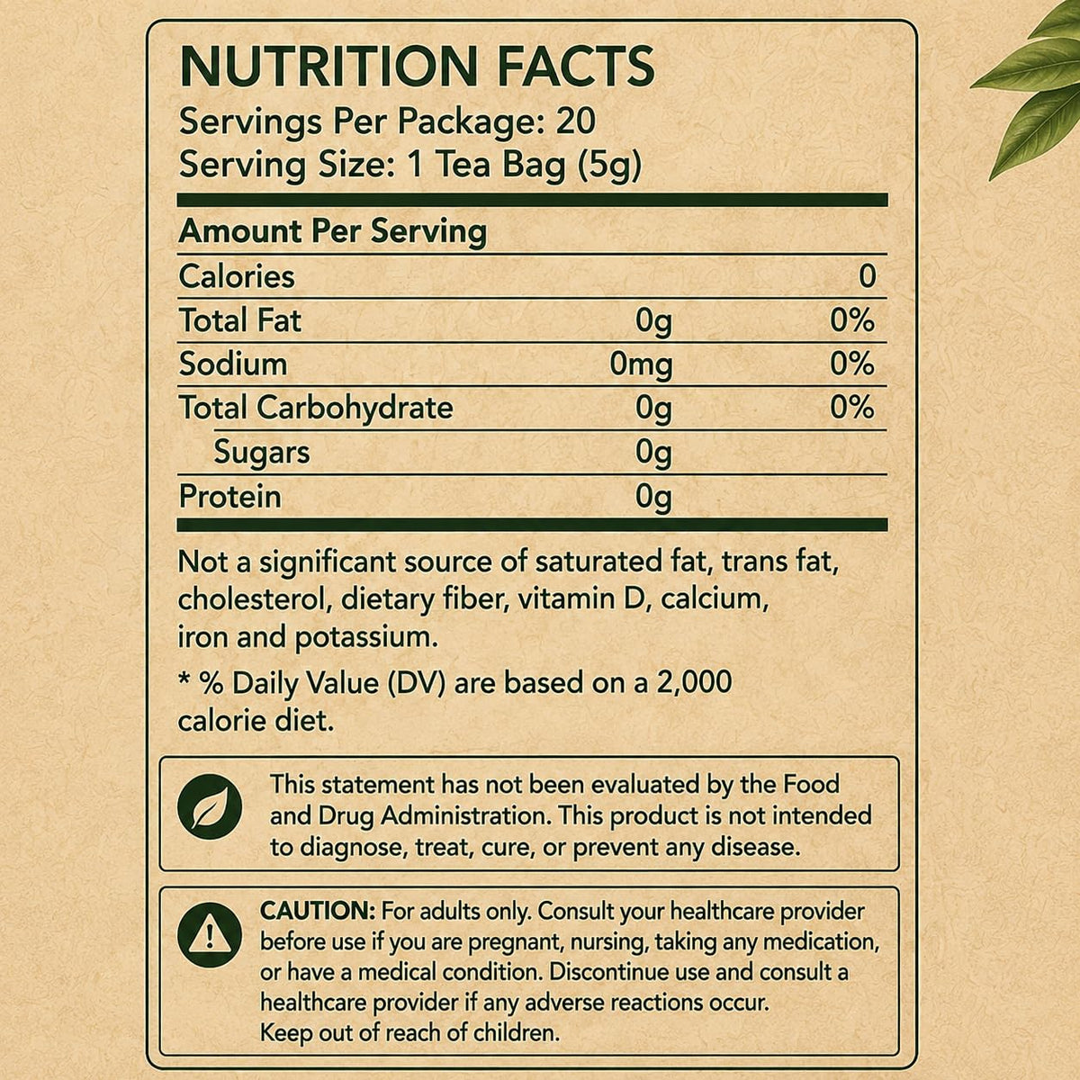 Nutricas Oolong Tea, Organic Oolong Tea Bags – 20 Bags (5g Each) – Cortisol & Calming Tea for Anxiety, Stress, Rich in Antioxidants (1pc)