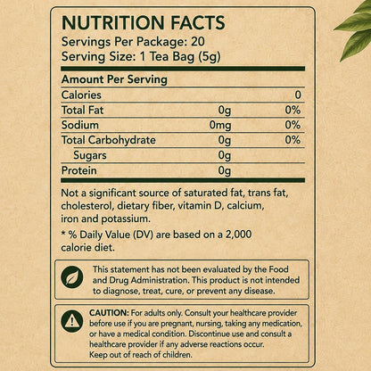 Nutricas Oolong Tea, Organic Oolong Tea Bags – 20 Bags (5g Each) – Cortisol & Calming Tea for Anxiety, Stress, Rich in Antioxidants (1pc)