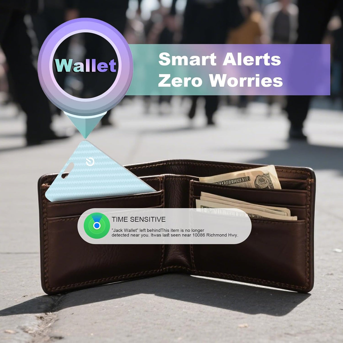 Wallet Tracker Card, Slim Rechargeable Bluetooth Item Locator, Smart Finder Compatible with Apple Find My for Wallet, Luggage, Passport, IP68 Waterproof (iOS Only) (Carbon Fiber Black)