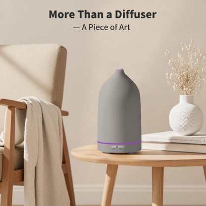 URPOWER 180ML Ceramic Essential Oil Diffuser, Ultrasonic Aromatherapy Diffuser with 7-Color Lights, Auto Shut-Off, Quiet Oil Diffuser for Bedroom, Home Office