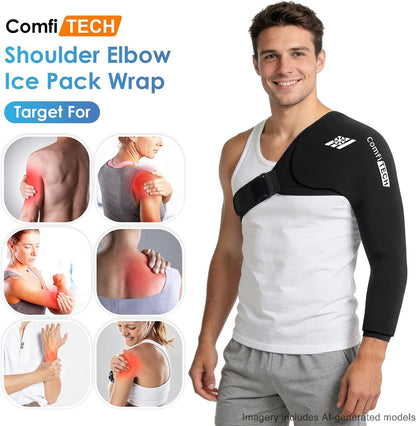 ComfiTECH Shoulder Arm Ice Pack Wrap for Pitchers & Volleyball Players, Reusable Ice Pack for Shoulder & Elbow & Arm Cooling, Adjustable Ice Arm Sleeve for Post-Training Recovery & Muscle Comfort, S