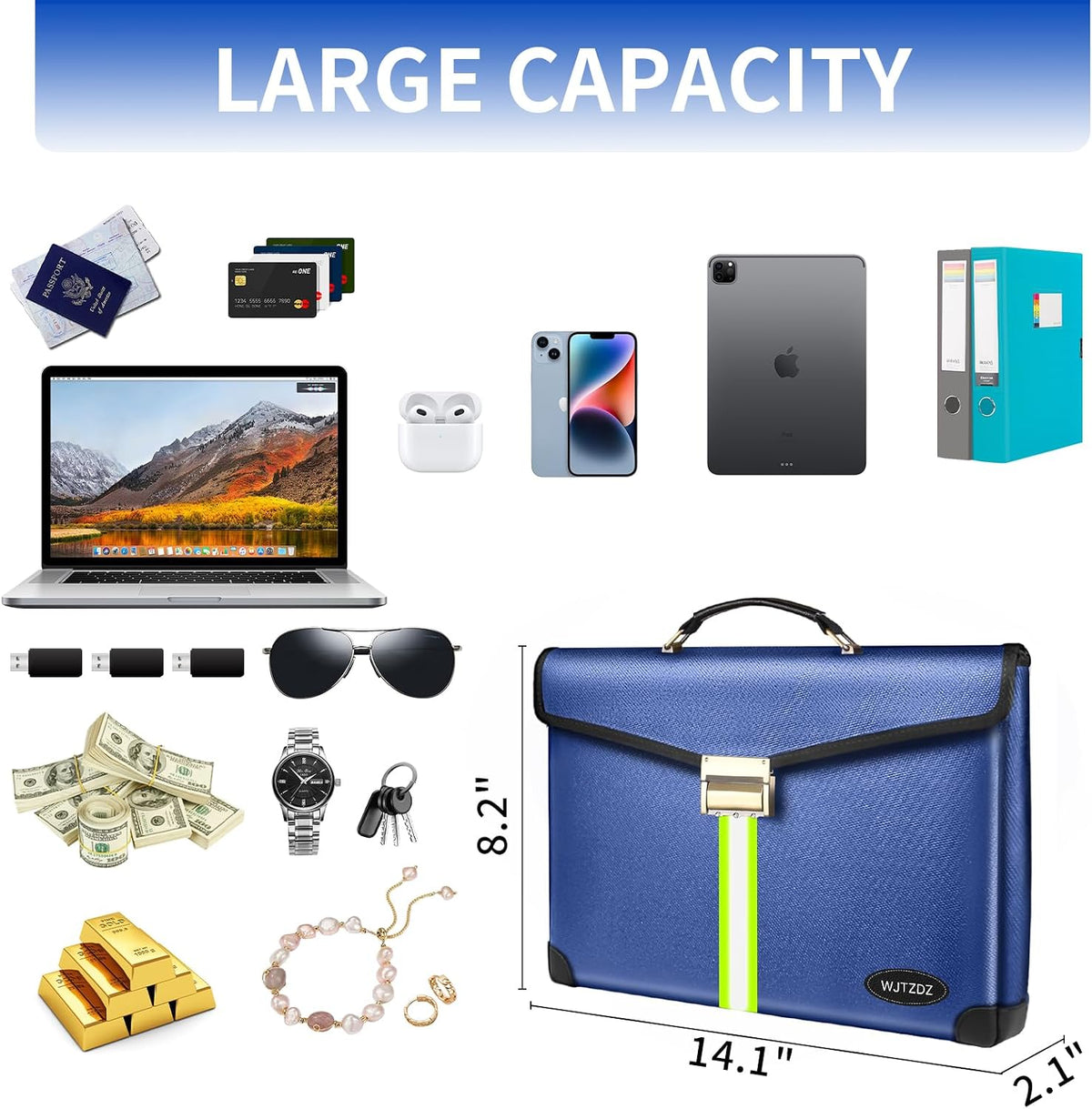 Upgraded Fireproof Money Bag,10 Layers of Heat Insulated Materials 6500°F