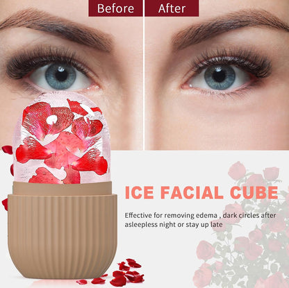 Joyeee Ice Face Roller, Reusable Silicone Mold Face Massage Eye Facial Beauty Skin Care Tools Apply Ice for Shrink Pores Anti Wrinkle Reduce Puffiness Improve Skin Elasticity, Striped