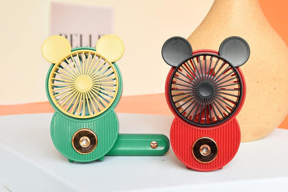 LACOVIA Cute Mouse Misting Personal Fan, Foldable Mini USB Fan(Red&White)