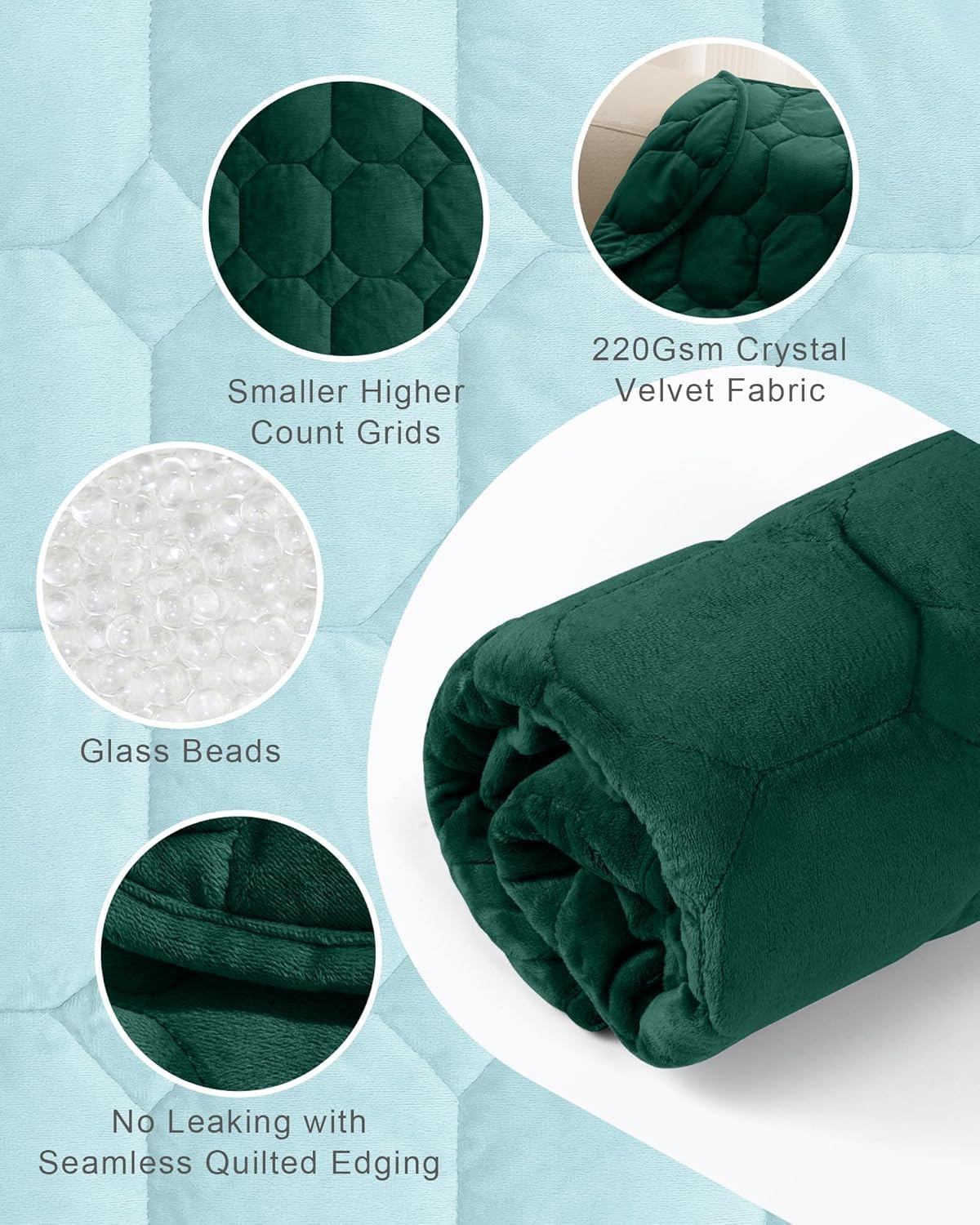Cottonblue Weighted Lap Blanket 7lbs, Cozy Luxury Crystal Velvet Weighted Blanket for Adults, Small Weighted Blanket for Relaxation, Sleeping, Travel, Grey, 29" x 24"