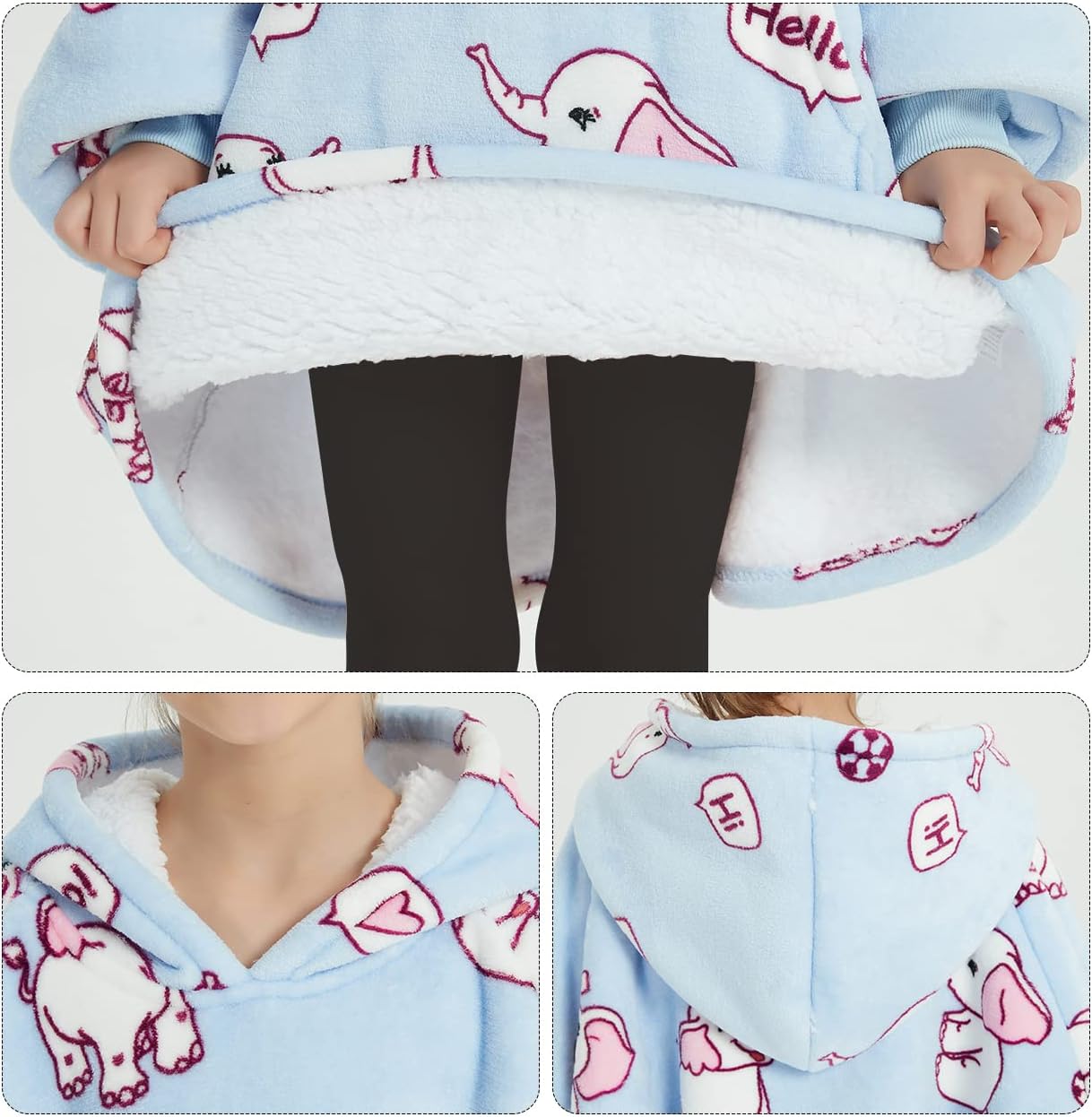 KFUBUO Wearable Blanket Hoodie for Adults Sherpa All Patterns Cat Oversized Sweatshirt Blanket with Pockets for Women