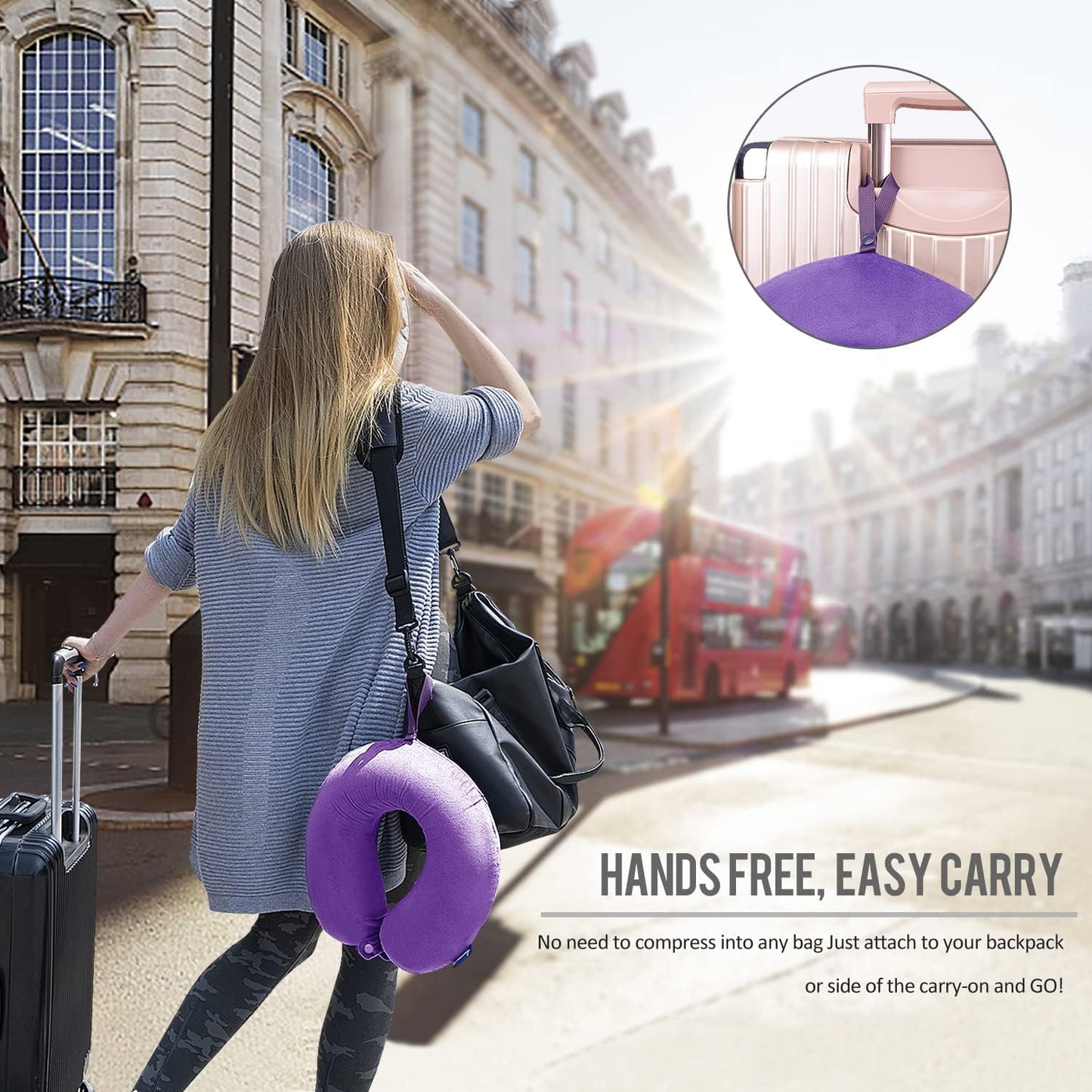 Travel Pillow Memory Foam for Airplanes - Neck Pillow for Traveling, Car, Home, Flight Pillow for Sleeping with Attachable Snap Strap Soft Washable Cover, Provide Head Neck Support Rest, Dark Gray