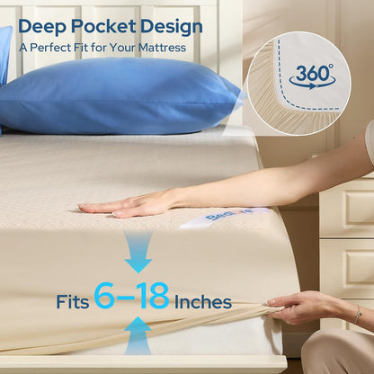 BEDLORE Queen Mattress Protector, Waterproof Noiseless Mattress Cover with Deep Pocket for 6-18 inches Mattress, Soft Breathable Mattress Pad Machine Washable (Dark Gray)
