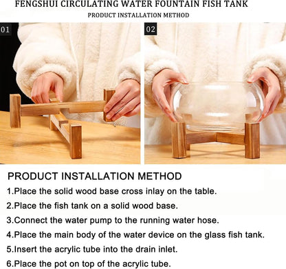 Tabletop Indoor Waterfall Fountain, Zen Water Fountain Indoor Small Fish Tank with Waterfall, Relaxing Feng Shui Tabletop Fountain for Home Office with Extra Spare Water Pump