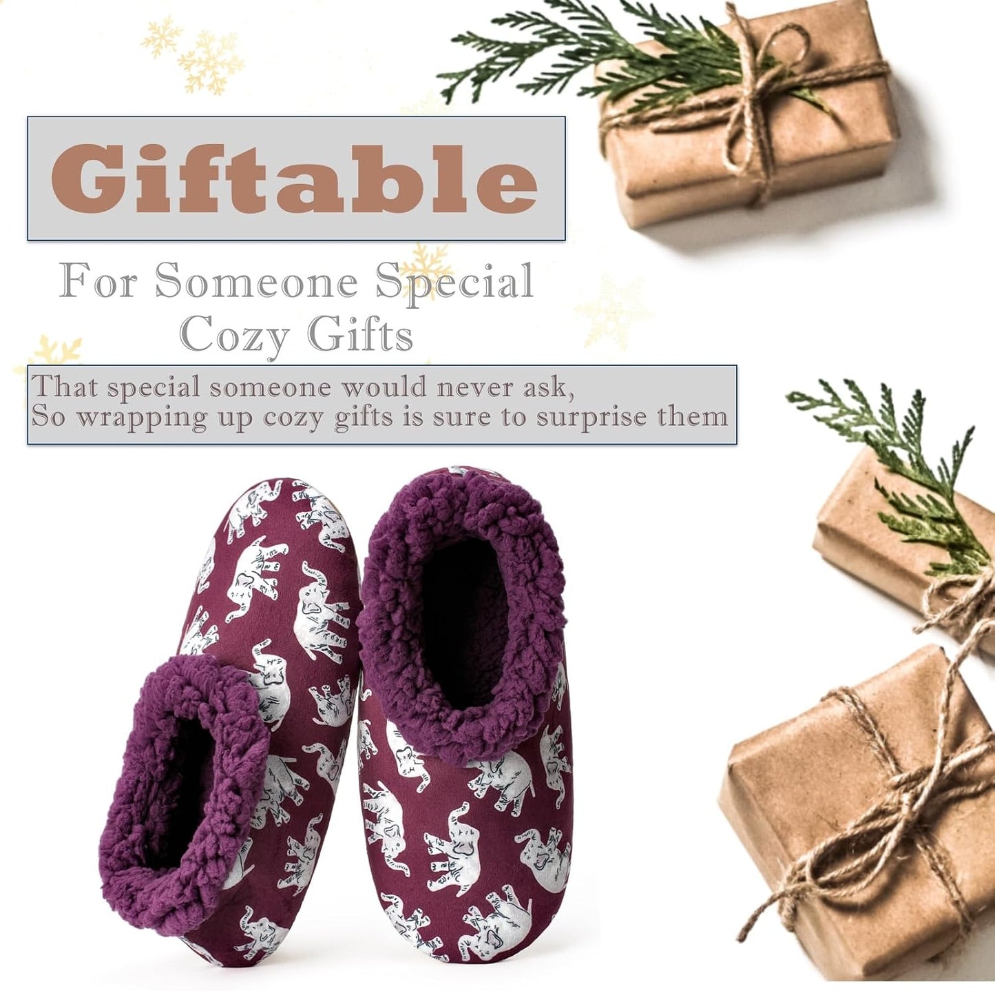 Cozylook Fuzzy Slippers for Women Indoor Soft Sole Slipper Socks with Non Slip Grippers Warm Fluffy