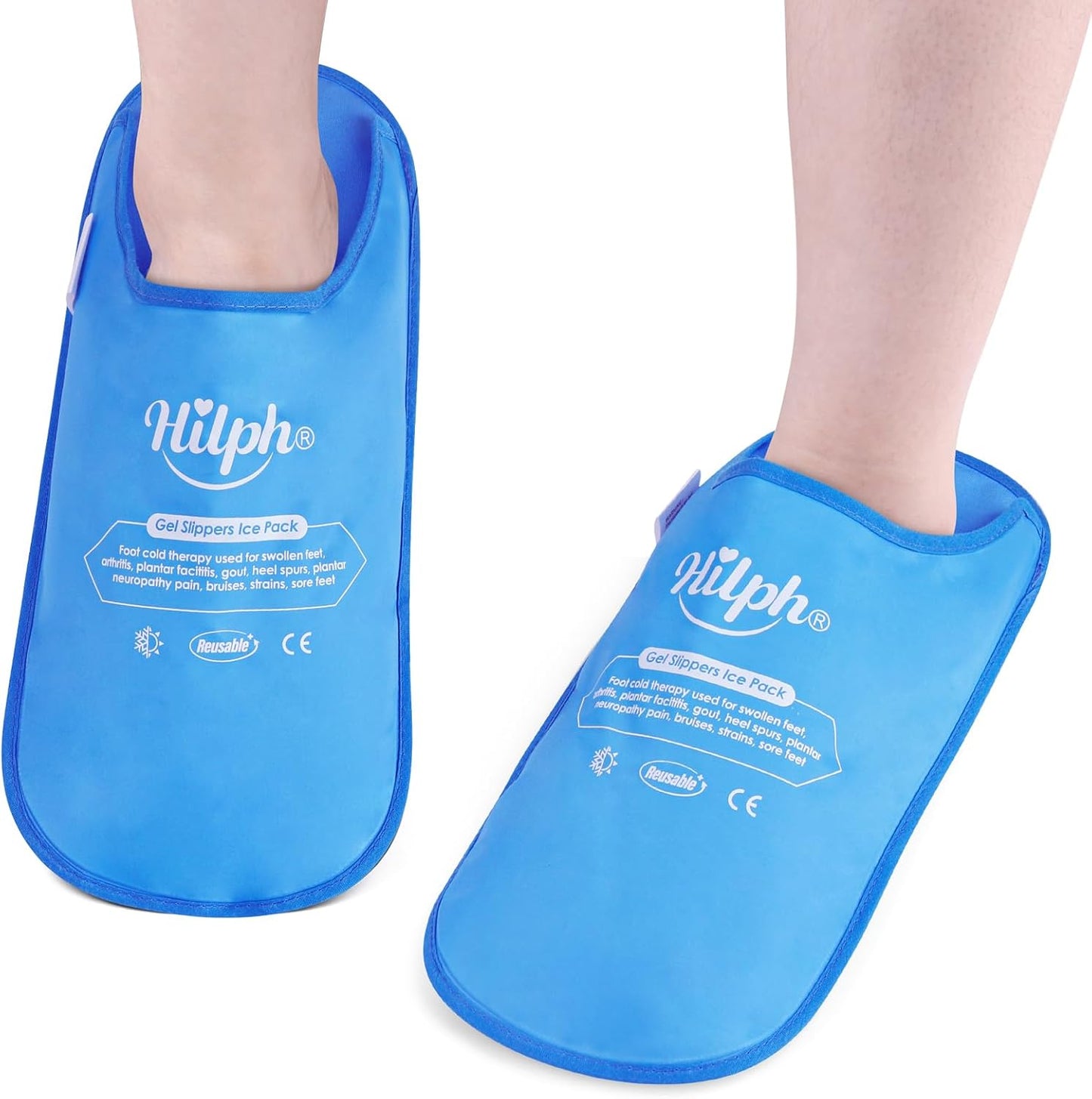 Hilph Foot Ice Pack Slippers,1 Pair Ice Pack for Foot and Toes for Plantar Fasciitis, Gout, Bunions & Neuropathy Relief, HSA or FSA Eligible Hot Cold Therapy Gel Slippers for Surgery Recovery, Blue