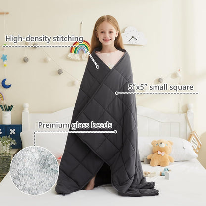 L'AGRATY Weighted Lap Pad 7lb: Small Weighted Blanket for Adults - Cooling Portable Travel Blanket for Relaxation Sleeping - Washable All-Season (29" x 24")