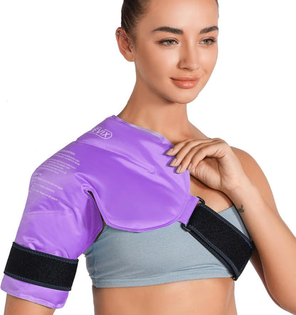 REVIX Shoulder Ice Pack for Rotator Cuff Cold Therapy, Arm Gel Ice Pack for Injuries Reusable, Flexible Cold Compression Wrap for Post-Workout Recovery, Fatigue and Shoulder Discomfort, Blue