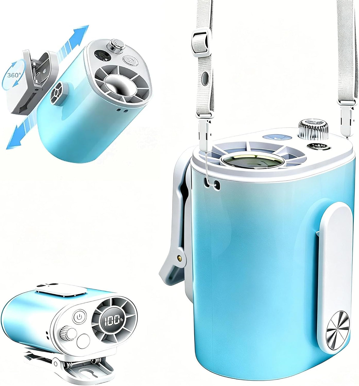 Portable Waist Fan, Clip on Neck Fan 5200mAh Rechargeable Hands-Free