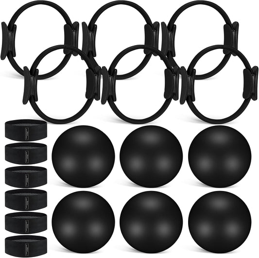 Seenelling 18 Pcs Pilates Ring and Ball Bulk Home Pilate Kit