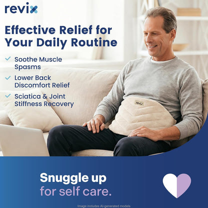 REVIX Microwavable Heating Pad for Back, Extra Large Microwave Heating Wrap for Waist, Stomach, and Shoulders, Moist Heat Therapy for Stress Relief, Adjustable, for Men and Women, Navy
