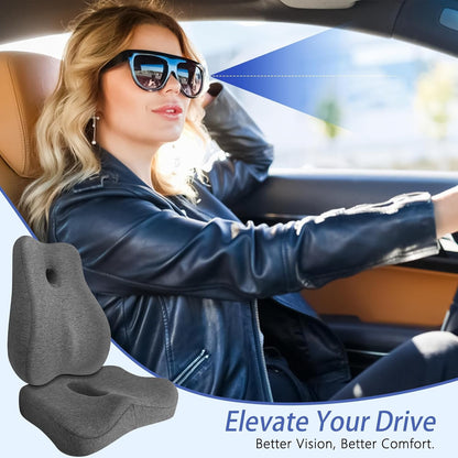 Seat Cushion & Lumbar Support Pillow for Office Chair,Memory Foam Chair Cushions for Tailbone Pain, Non-Slip Back Support for Desk,Gaming Chair,Wheelchair, Breathable & Machine Washable