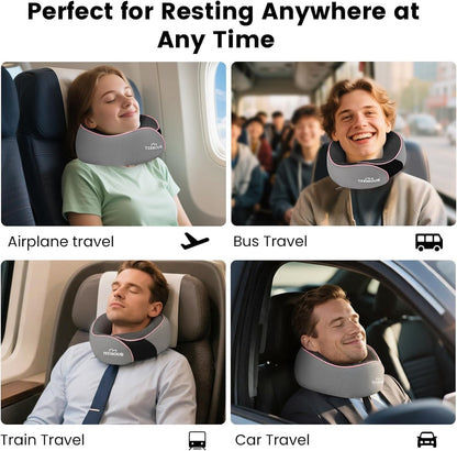 Travel Pillow Neck Pillow for Airplane Travel Essentials - Memory Foam Travel Neck Pillow, Stops Head Bobbing With Eye Mask & Earplugs, Portable Carry Bag for Long Flights| Airplane Accessories Black