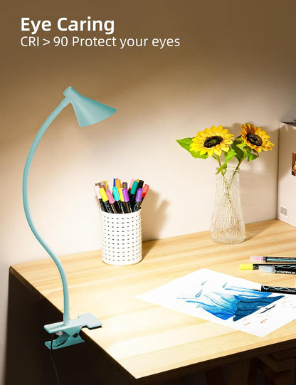 LiFMIRA Clip on Light USB Reading Light Desk Lamp 3 Color Modes Black