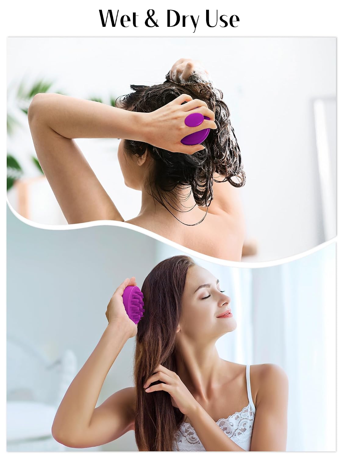 HEETA Hair Scalp Massager for Hair Growth, Shampoo Brush, Scalp Scrubber Exfoliator with Soft Silicone Bristles for Dandruff Removal to Relieve Stress, Wet Dry Use Updated Material, Beige